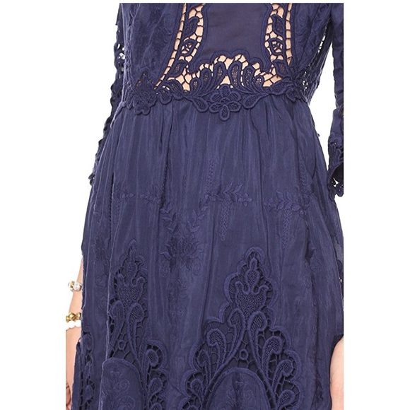 Dolce Vita Blue Silk/Lace Dress - Picture 4 of 10